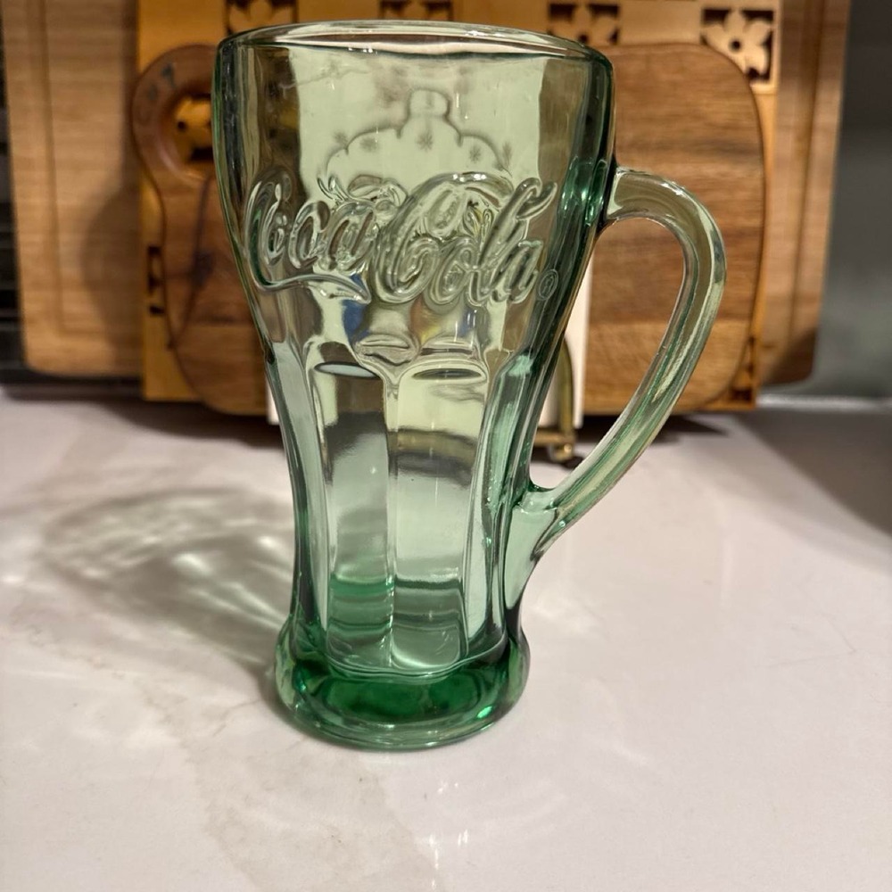 Coca-Cola Georgia Green Glass Mug Embossed Logo Fluted Bell Shape Collectible